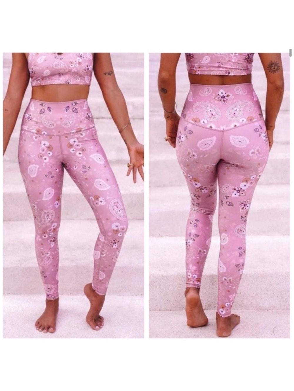 Warriors of the Divine Ram Ram Pink Paisley Crystals Leggings size extra small